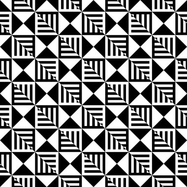 Abstract Black and White Illusion Vector Seamless Pattern. Lines appears to tilt. vector
