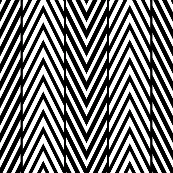 Resumen Blanco y negro Herringbone ilusión Vector patrón sin costura. La línea parece inclinarse . — Vector de stock