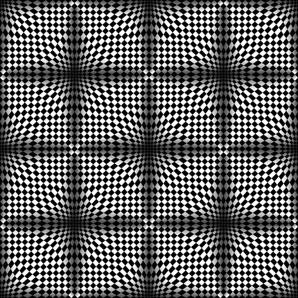 Op Art Halloone Bulge Black White, Vector Seamless Pattern — стоковый вектор