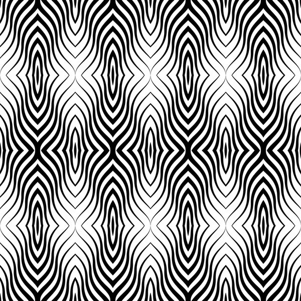 Op art schwarz weißer Vektor nahtloses geometrisches Muster. nur Linien — Stockvektor