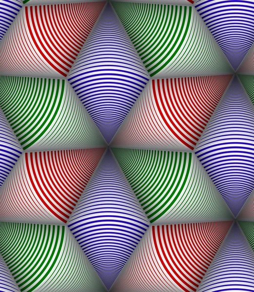 Cerchio a strisce Cono 3d Seamless Vector Seamless Pattern. Colori primaverili . — Vettoriale Stock