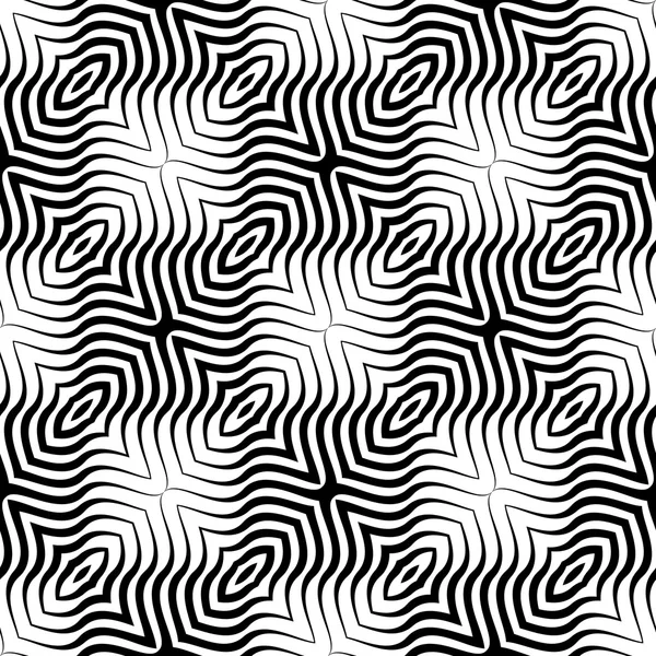 Op Art  Black White Vector Seamless Geometric Pattern. Lines Only. — Stock Vector