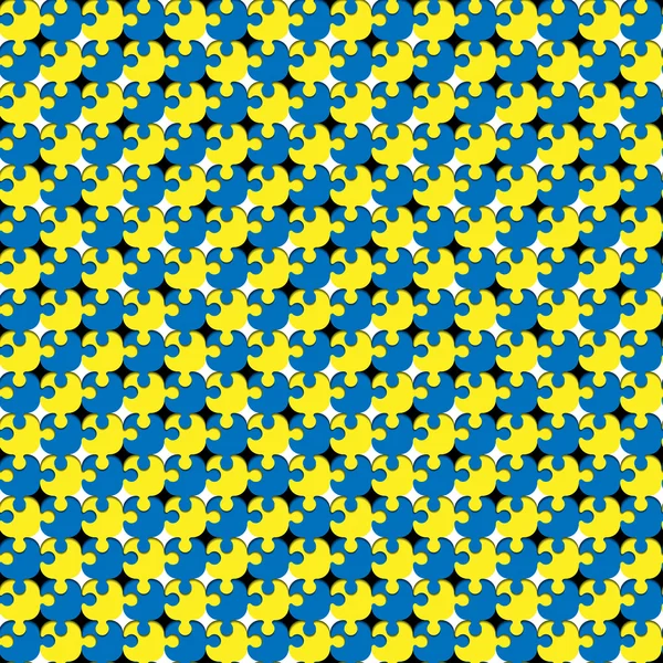 Wavign puzzle, abstraktní vektorová Bezešvé Pattern. Barvy ukrajinské vlajky. — Stockový vektor