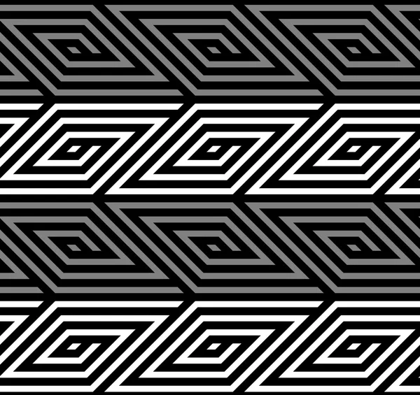 3d 菱形螺旋几何光学的黑色和白色矢量无缝模式 — 图库矢量图片