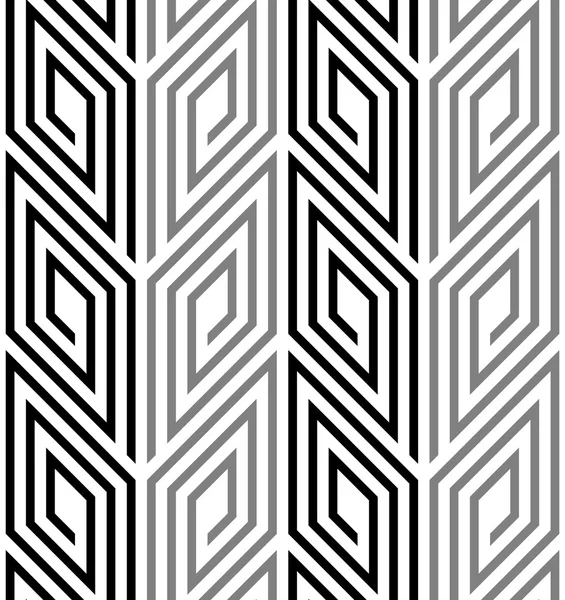Rhombus Espirales 3D Geométrica Óptica Blanco y Negro Vector sin costura Patrón — Archivo Imágenes Vectoriales