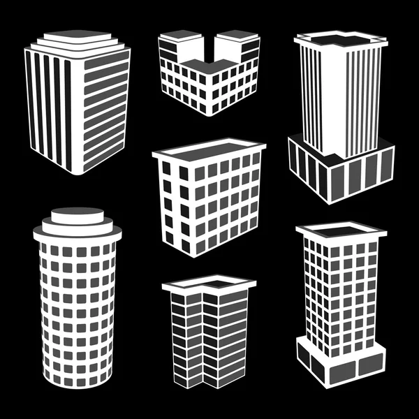 3D Office Buildings Icons. Vector Illustration. — Stock Vector