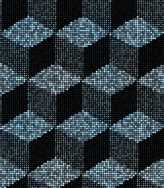 Cubes demi-tons 3D, couleurs métalliques bleues, motif vectoriel sans couture — Image vectorielle