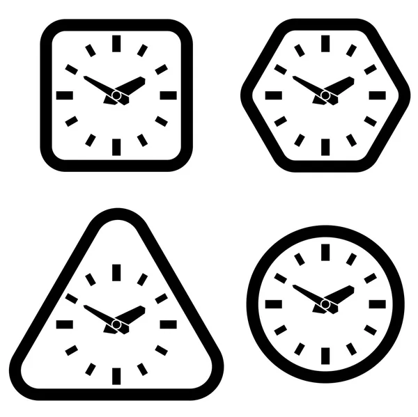 Clock Icon, Square, Hexagon, Triangle and Circle Shapes, Vector — Stock Vector