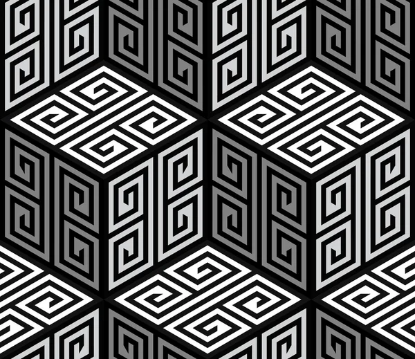 3D-zig Zag kubussen, Op-Art Vector naadloze patroon — Stockvector