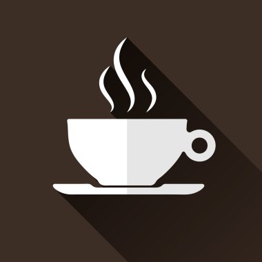 Kahve fincanı simge, uzun gölgeler, vektör çizim