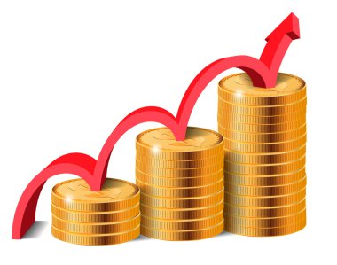 Ok, Baca'ya altın sikke vektör çizim.