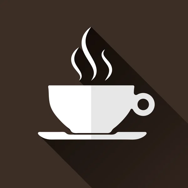 Kaffekopp-Icon, lange skygger, vektorbelysning – stockvektor
