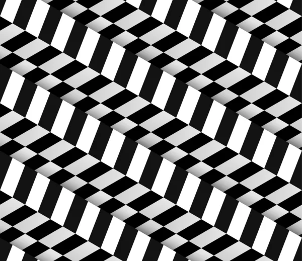 3d checkered preto branco vetor padrão sem costura — Vetor de Stock