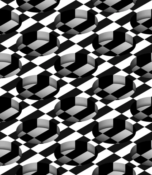 체크 무늬 3 차원 원통형 구멍 원활한 패턴 벡터 — 스톡 벡터
