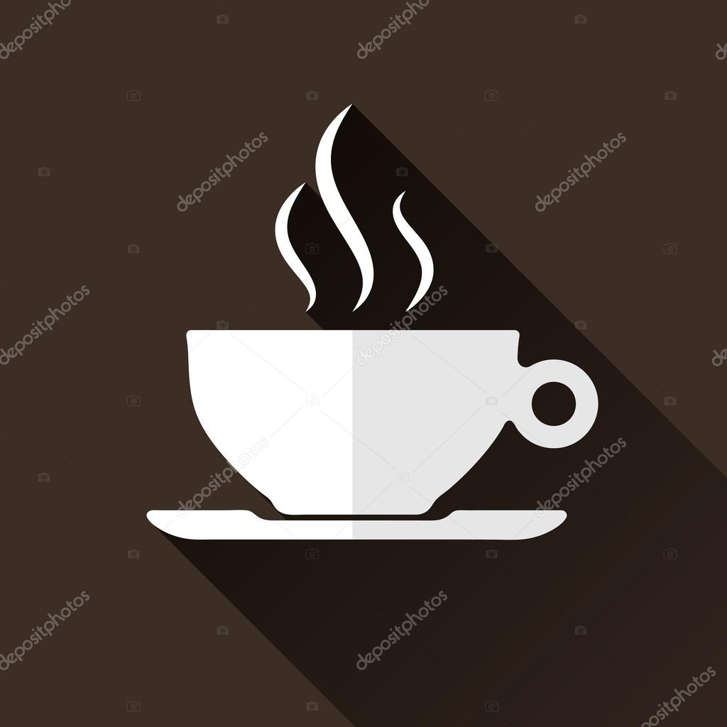 Coffee Cup Icon, Long Shadows, Vector Illustration