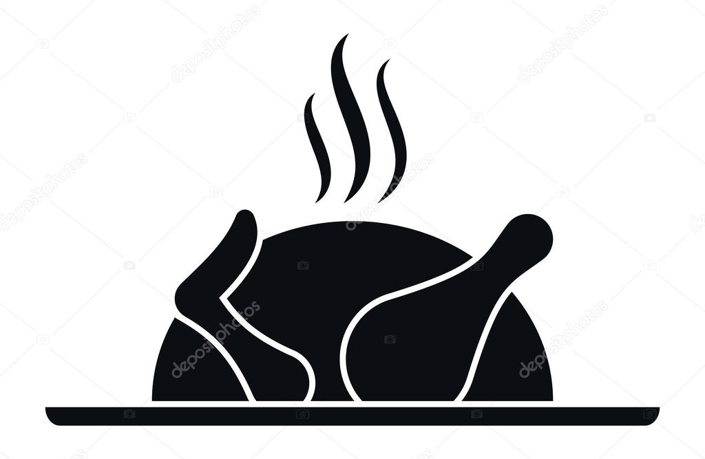 Roasted Chicken Icon, Vector Illustration