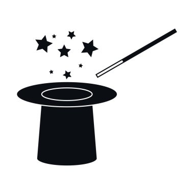 Şapka ve sihirli değnek kutsal kişilerin resmi, vektör çizim