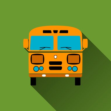 Retro otobüs simgesi, uzun gölgeler, vektör çizim