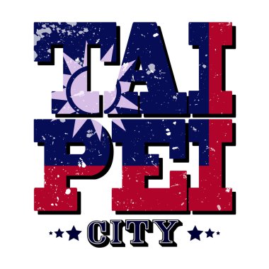 Taipei City T-shirt tipografi, vektör çizim