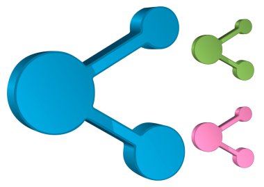 Paylaşmak simgesi 3d, vektör çizim