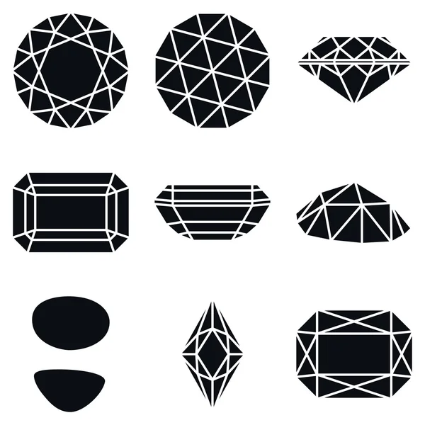 Icone di forme di pietre preziose, illustrazione vettoriale — Vettoriale Stock