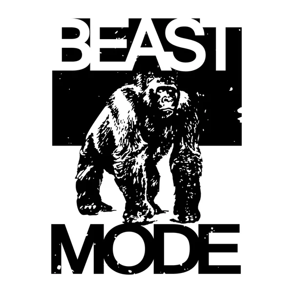 Modo bestia Big Gorilla Monkey T-shirt Diseño, Vector Illustratio — Vector de stock