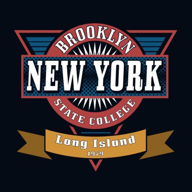 Brooklyn State College T-shirt tipografi grafik, vektör Illus