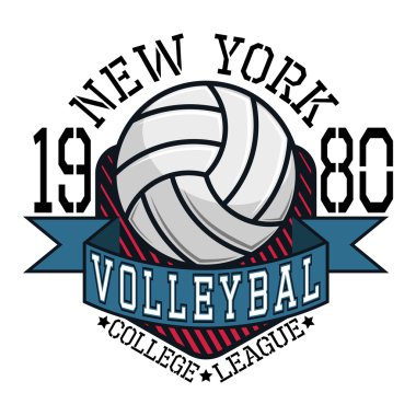 Voleybol kolej Ligi yeni Yorkt-gömlek tipografi, vektör hasta