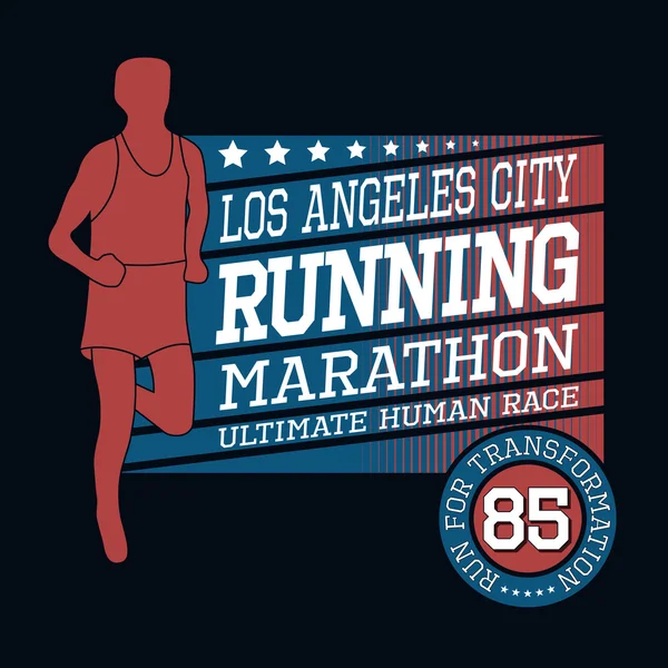 Marathon de course sportive, T-shirt Typographie Graphisme, Illu vectoriel — Image vectorielle