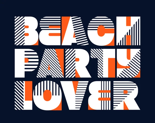Camiseta de amante de Beach Party Tipografía, Vector Ilustración — Archivo Imágenes Vectoriales