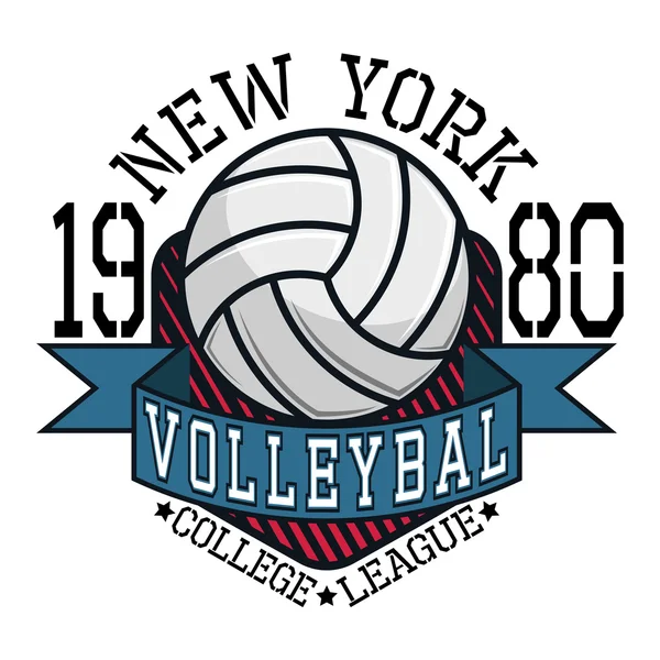Voleibol College League Nueva YorkCamiseta Tipografía, Vector Enfermo — Vector de stock