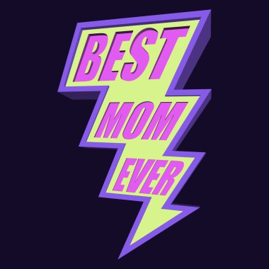 En iyi anne hiç yıldırım cıvata T-shirt tipografi, vektör çizim