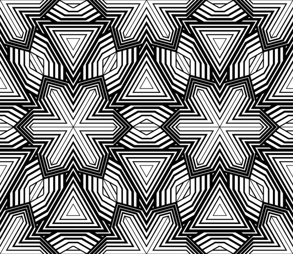 Abstract Black and White Striped Vector Seamless Pattern — Stock Vector