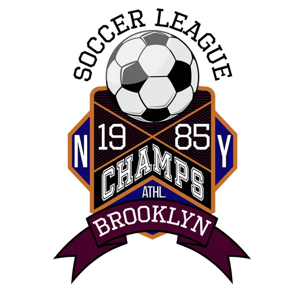 Liga de Futebol New York Champs Brooklyn T-shirt Tipografia, Vector —  Vetores de Stock