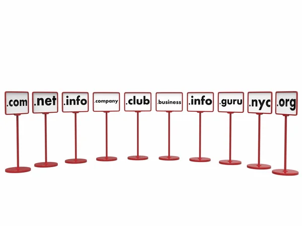 Nomes de Domínio Popular, Conceito de Internet . — Fotografia de Stock