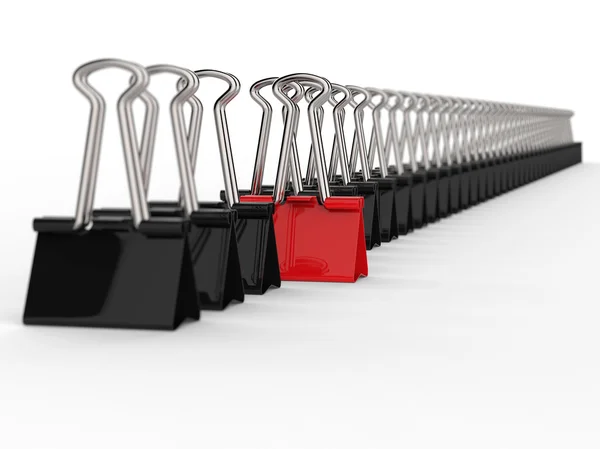 Black and Red Office Clips Row — Stock Photo, Image