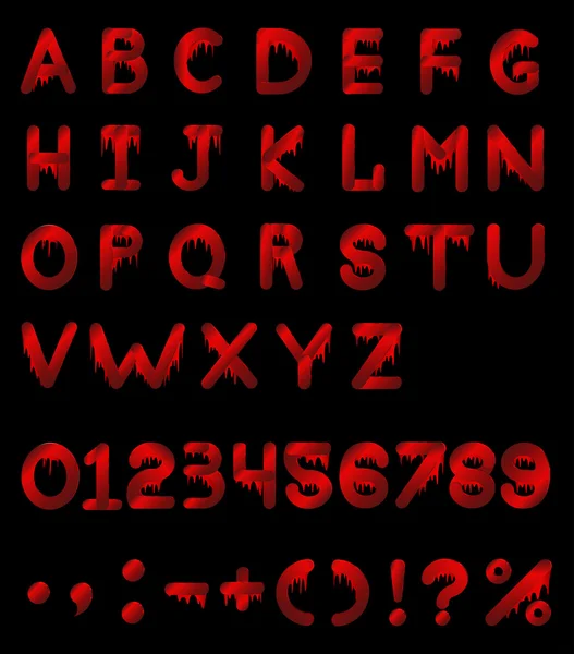 bir siyah arka plan kan harfler izole alfabesi