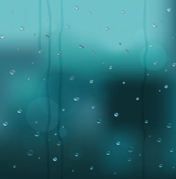 Gotas de lluvia de fondo en la pista húmeda de vidrio — Vector de stock