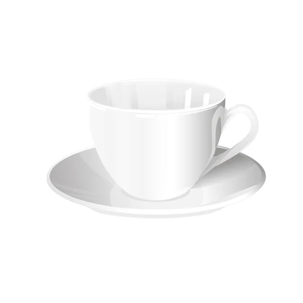 One isolated white cup and saucer on a white background — Stock Vector