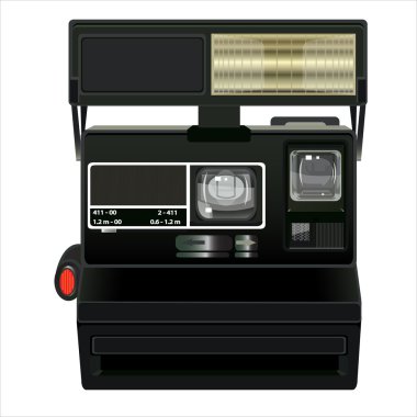 İzole edilmiş eski güzel polaroid kamera beyaz arka planda yakın plan