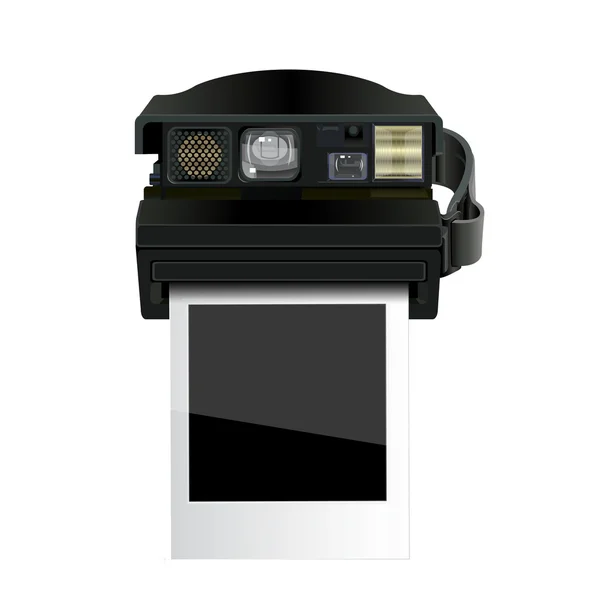 Cámara polaroid aislada con una imagen en blanco sobre un fondo blanco — Vector de stock