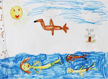 Güneş arasında denizde tatil yaz