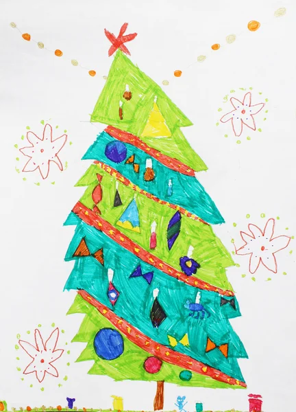 Çocuk çizim Beyaz Kağıt boyalar ve kalem illüstrasyon