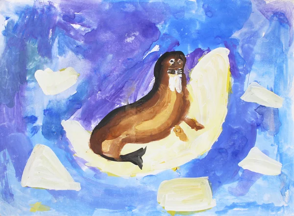 Çocuk çizim Beyaz Kağıt boyalar ve kalem illüstrasyon