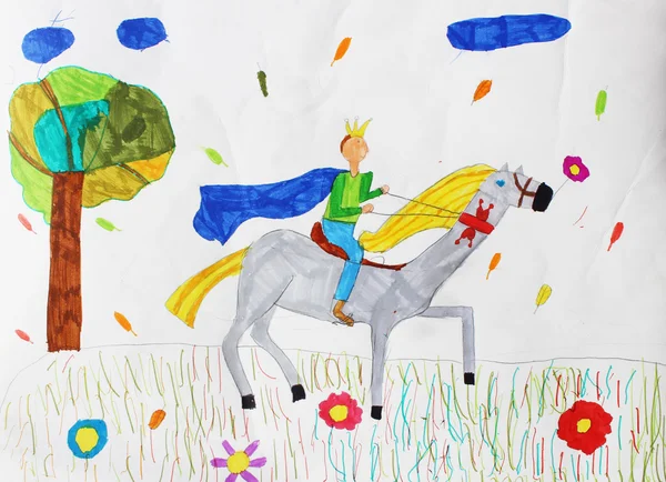 Çocuk çizim Beyaz Kağıt boyalar ve kalem illüstrasyon