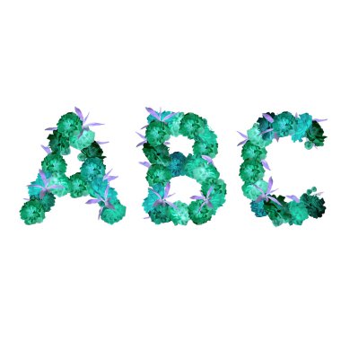 Güzel neon parlak renkler alfabesi