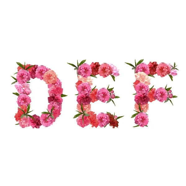 Alphabet of pink beautiful sakura flowers — Stock Vector