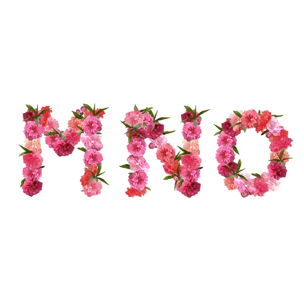 Alphabet of pink beautiful sakura flowers — Stock Vector