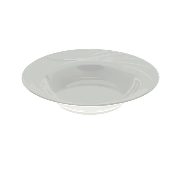 Une assiette isolée en porcelaine blanche sur fond blanc — Image vectorielle