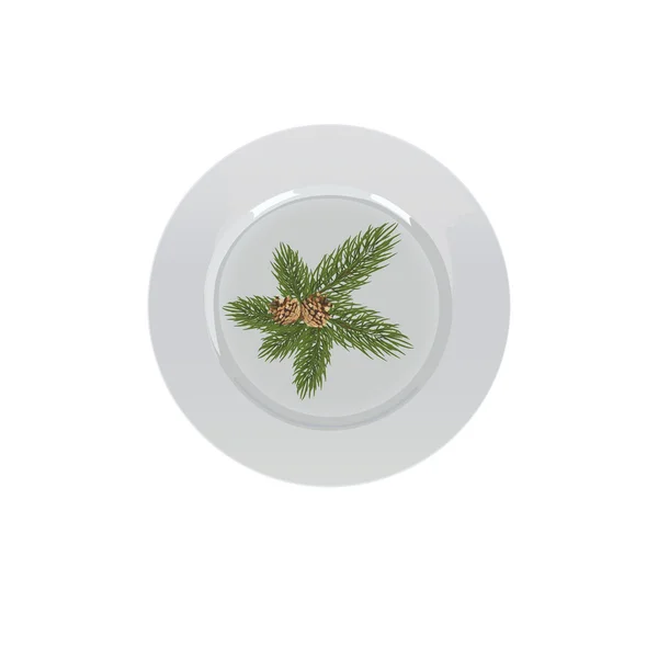 Une assiette isolée en porcelaine blanche sur fond blanc — Image vectorielle